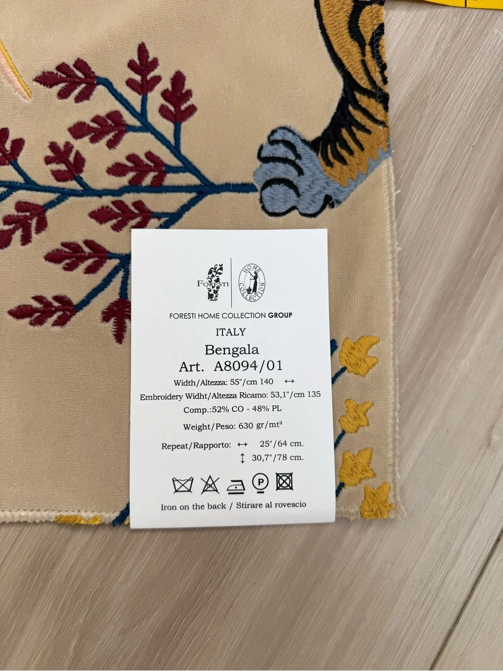 Foresti Bengala A8094 Italian Designer Upholstery Fabric Sample NWT